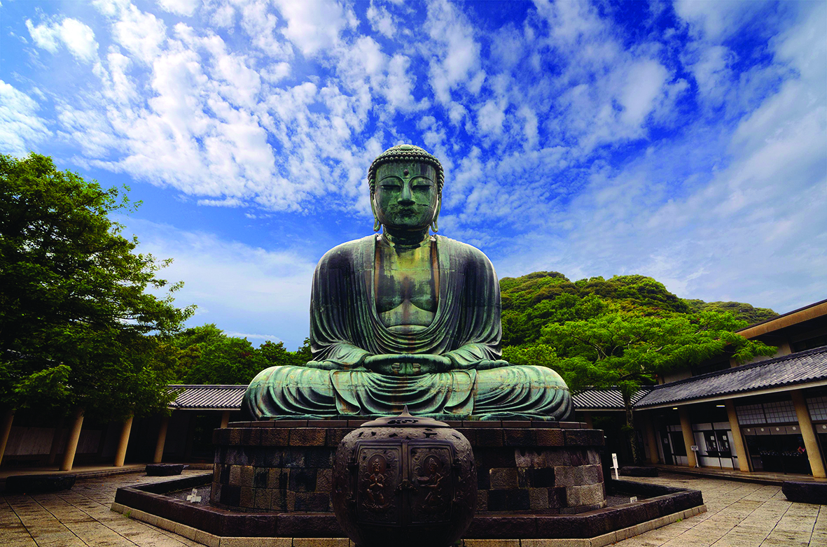 The Great Buddha (Daibutsu) on the grounds of Kotokuin Temple in Kamakura, Japan.